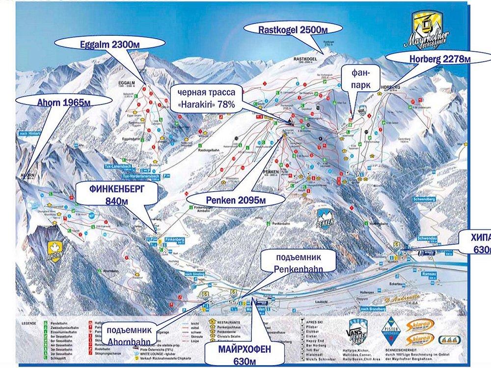Карта горнолыжных курортов